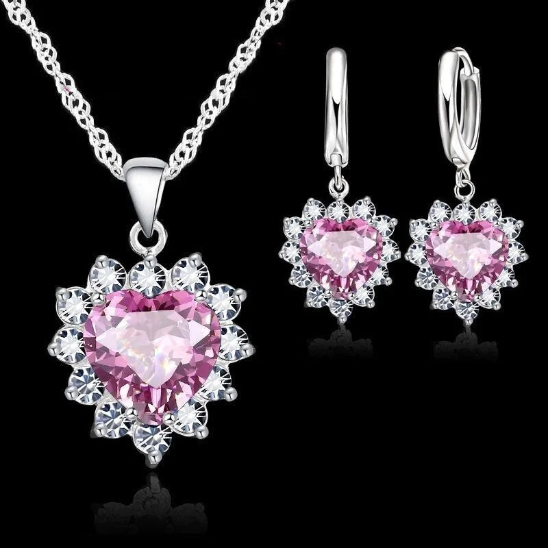Heart-shaped earrings necklace jewelry set