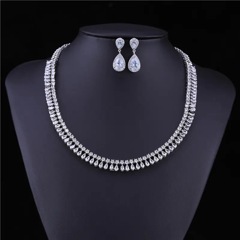Classic Jewelry Set: Teardrop Earrings & Necklace