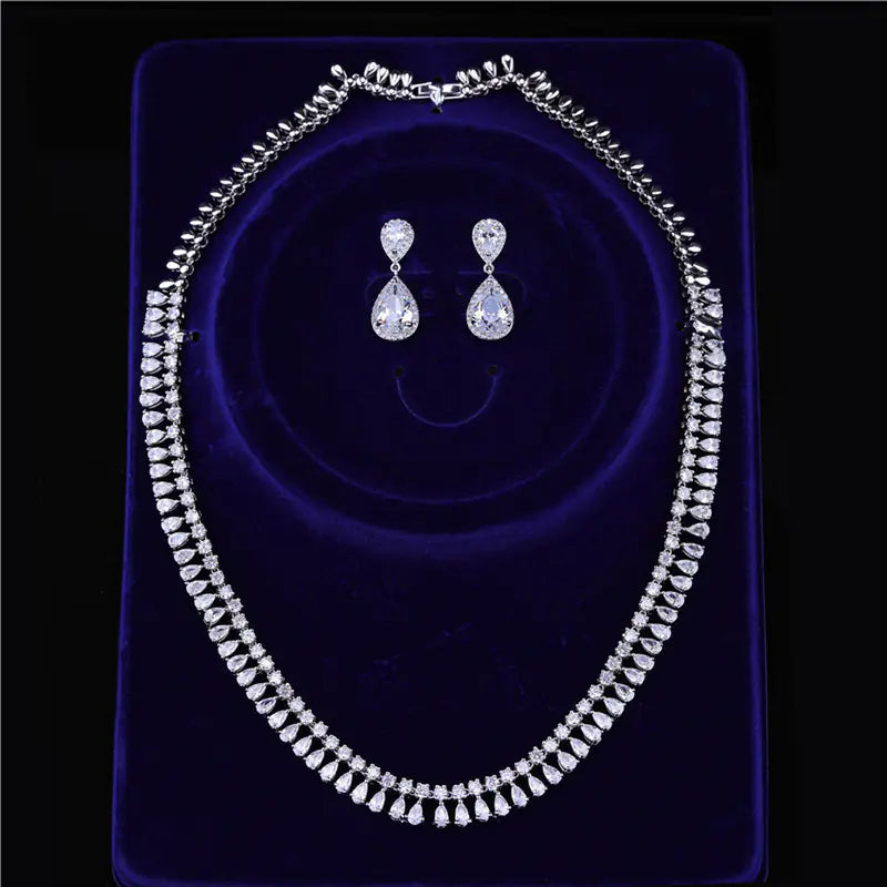 Classic Jewelry Set: Teardrop Earrings & Necklace