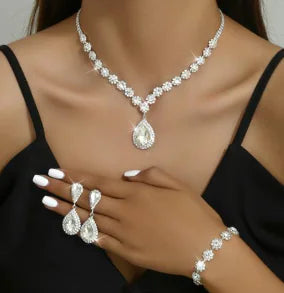 Three-Piece Jewelry Set: Necklace, Earrings, Bracelet