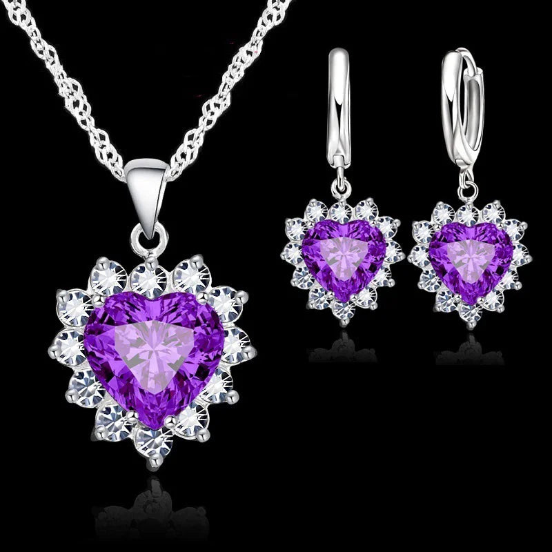 Heart-shaped earrings necklace jewelry set