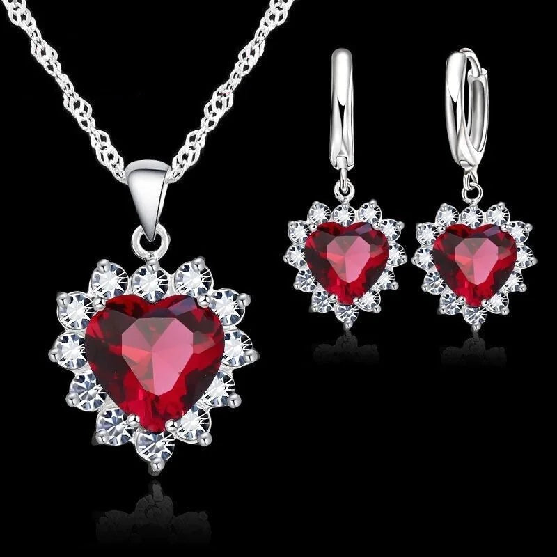 Heart-shaped earrings necklace jewelry set