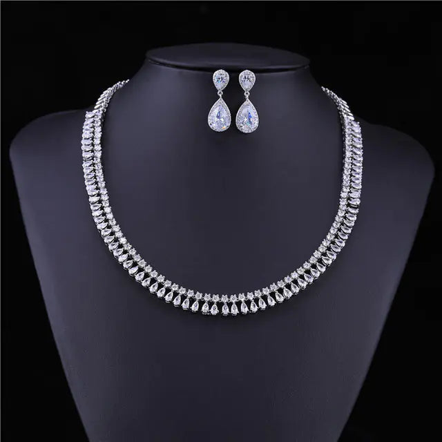 Classic Jewelry Set: Teardrop Earrings & Necklace